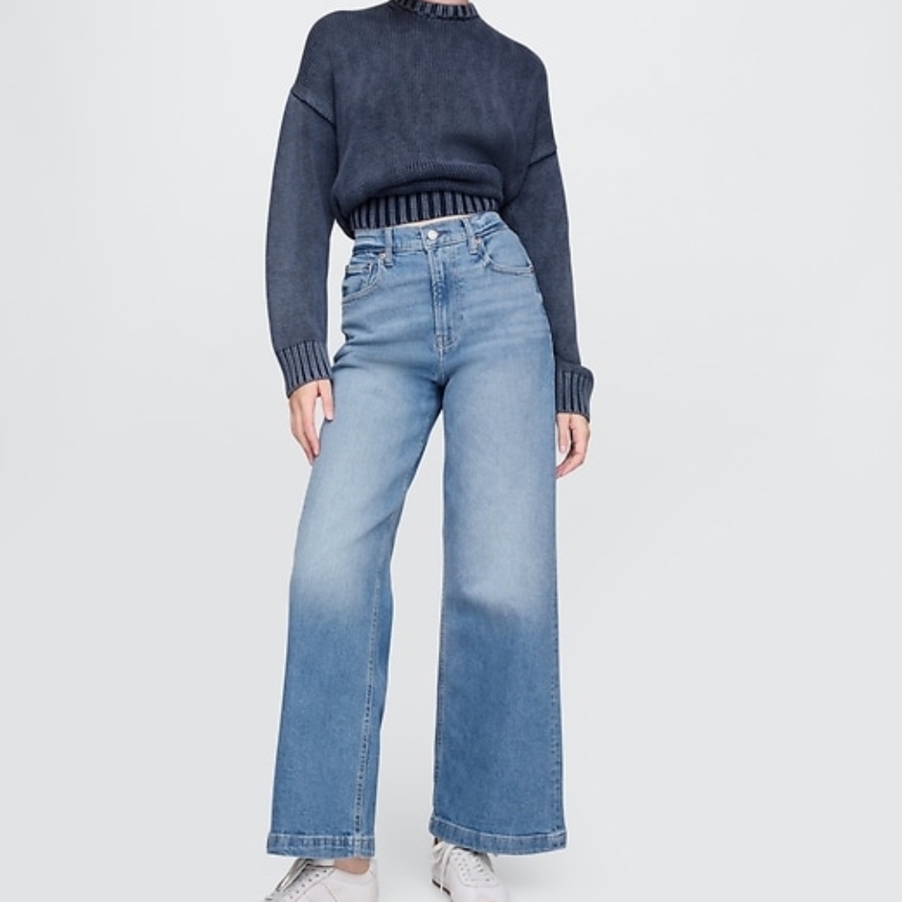 GAP Light High Rise Wide Leg Crop Women's Jeans